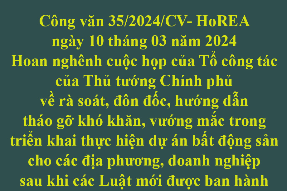 Văn bản 35/2024/CV- HoREA ngày 10 tháng 03 năm 2024 của Hiệp hôi Bất động sản thành phố Hồ Chí Minh