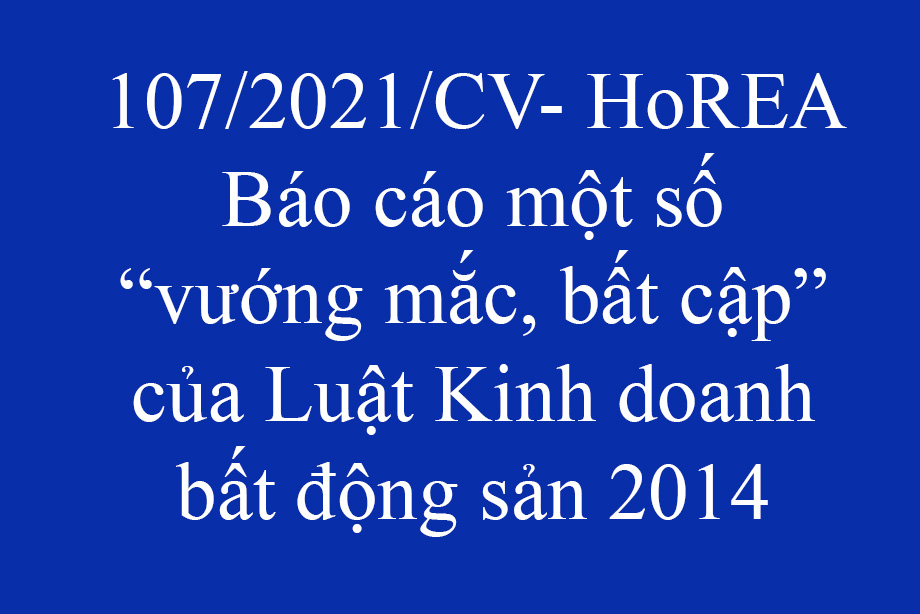 Công văn 107/2021/CV- HoREA, Báo cáo một số “vướng mắc, bất cập” của Luật Kinh doanh bất động sản 2014