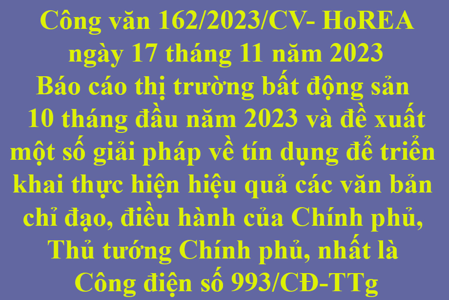 Văn bản 162/2023/CV- HoREA ngày 17 tháng 11 năm 2023 của Hiệp hội Bất động sản thành phố Hồ Chí Minh