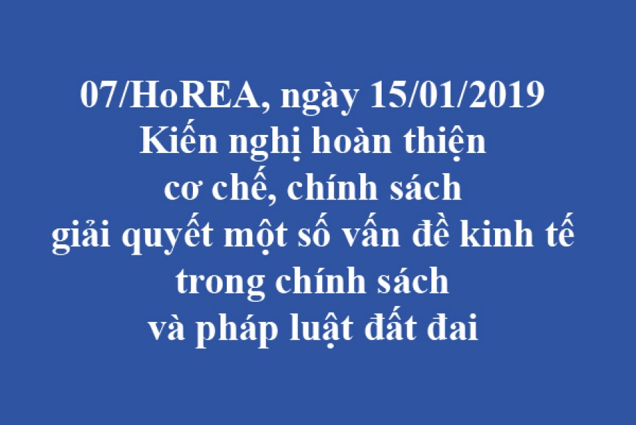 Kiến nghị hoàn thiện cơ chế, chính sách giải quyết một số vấn đề kinh tế trong chính sách và pháp luật đất đai